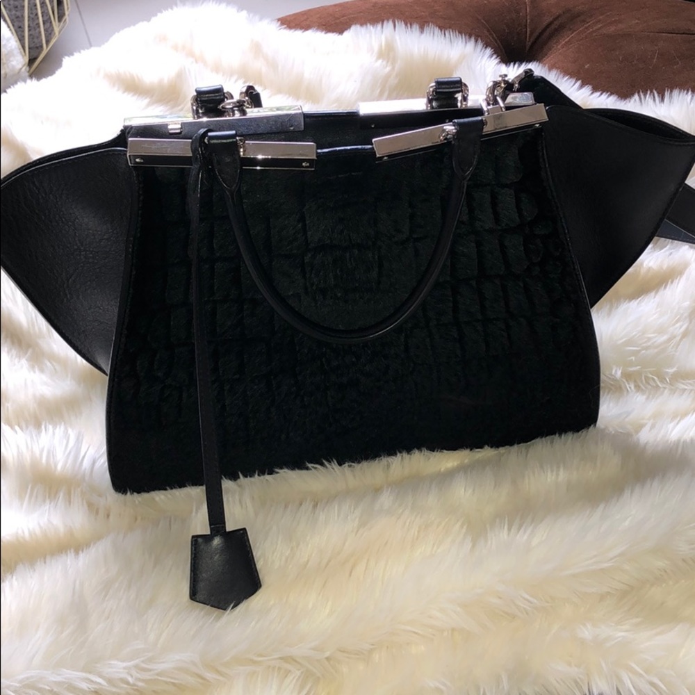 3jours Textured-leather Tote Black Leather Satchel